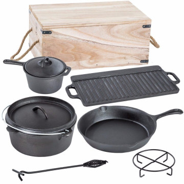 7PCS Cast Iron Camping Cookware Sets